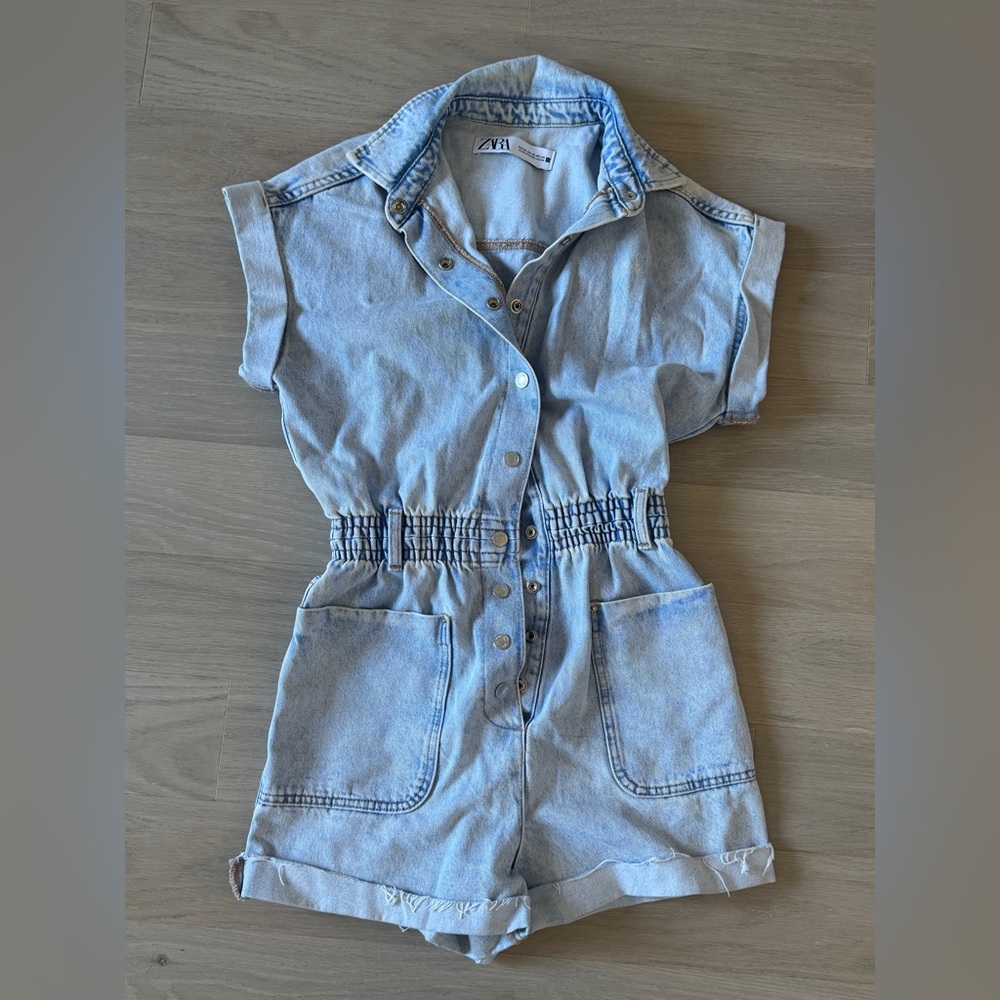 Zara Light Blue Denim romper